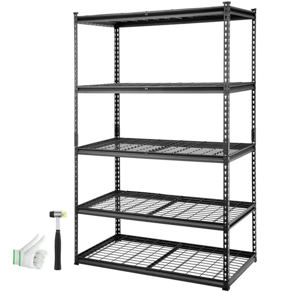 Opbevaringsreol, 5-trins justerbar, 900 kg kapacitet. Solid metalhylde til garage, køkken og badeværelse. Mål: 122x61x183 cm.