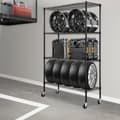 Miniatyrbild 8 av 9: Förvaringshylla med hjul, 4-lager, justerbar, 700 lbs kapacitet, metallorganizer för garage, svart, 47,2" L x 17,7" B x 74" H.