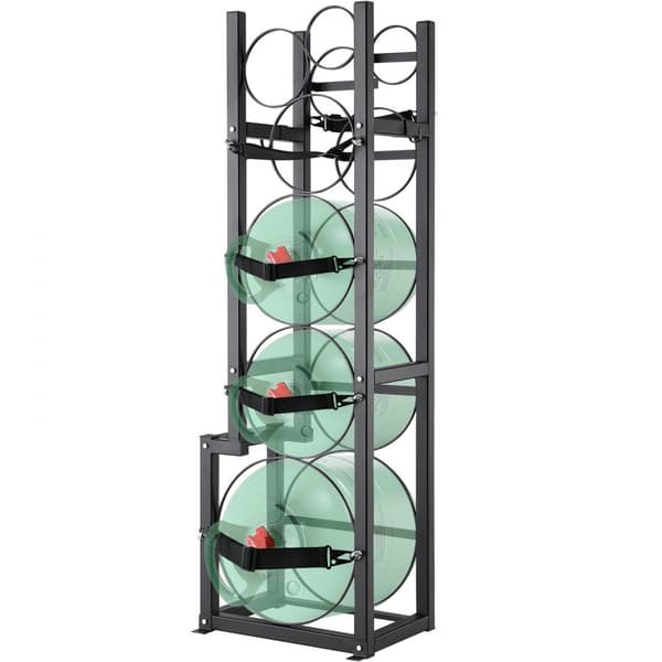 Kylmäainesäiliöteline 1 x 50 lb, 2 x 30 lb, sylinteritelineet freonille, kaasuille, hapelle ja typelle.