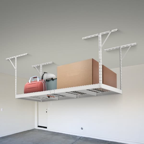 Ylätason autotallin hyllyt, 36x96", säädettävät terästelineet, 600 lbs, valkoinen, tehokas varastointi.