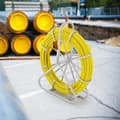 Miniatyrbild 8 av 9: Fiskband Glasfiber, 200 m, 6 mm, Duct Rodder tråddragare, kabelspö med stålrullstativ, 3 draghuvuden, icke-ledande.