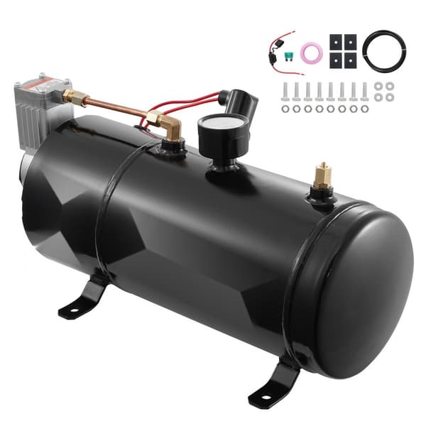 12V luftkompressor med indbygget 0,8 Gal/3L tank og lufthorn til effektiv brug.