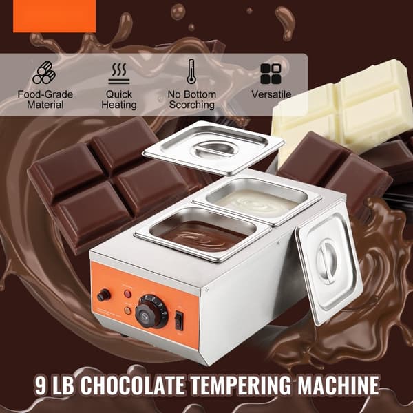 Chokladtempereringsmaskin, 9 pund, 2 tankar, smältdegel för perfekt chokladbearbetning.