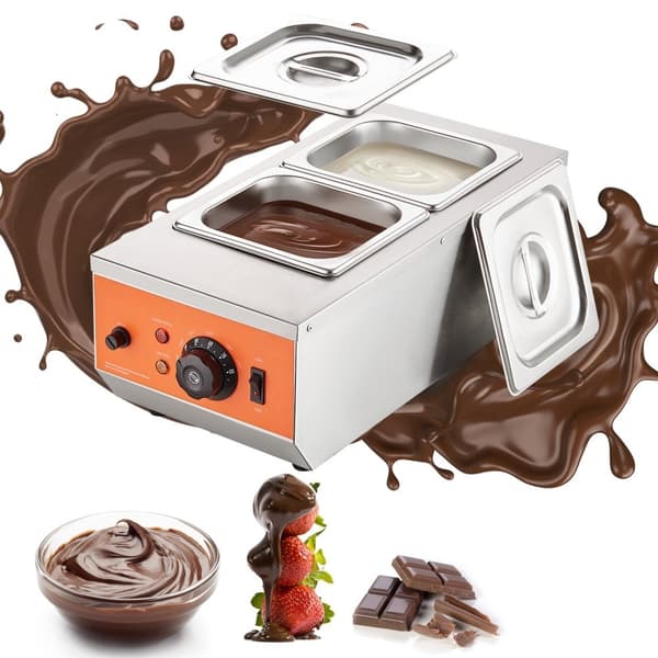 Chokoladetempereringsmaskine med 9 lbs smeltedigel og 2 tanke til perfekt chokoladelevering.