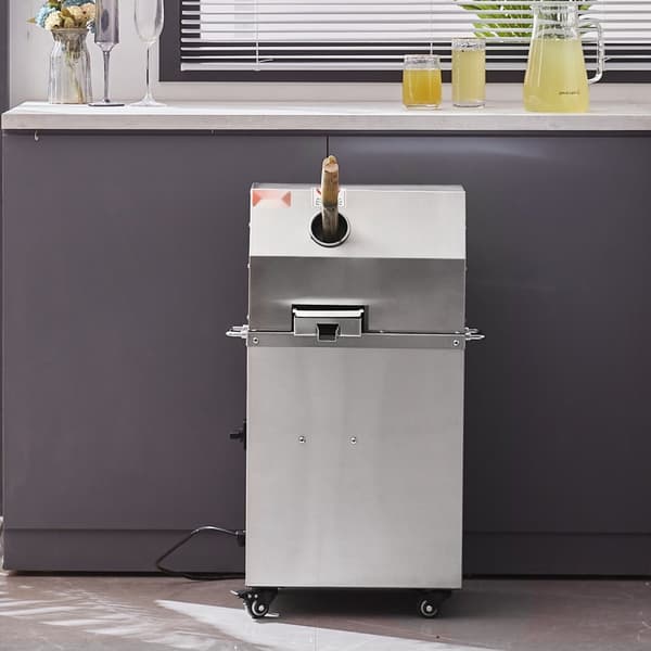 800W elektrisk sukkerrørspresser med 661LBS/H kapacitet, 3 ruller og stort 2,4" indløb. Ideel til effektiv saftpresning.