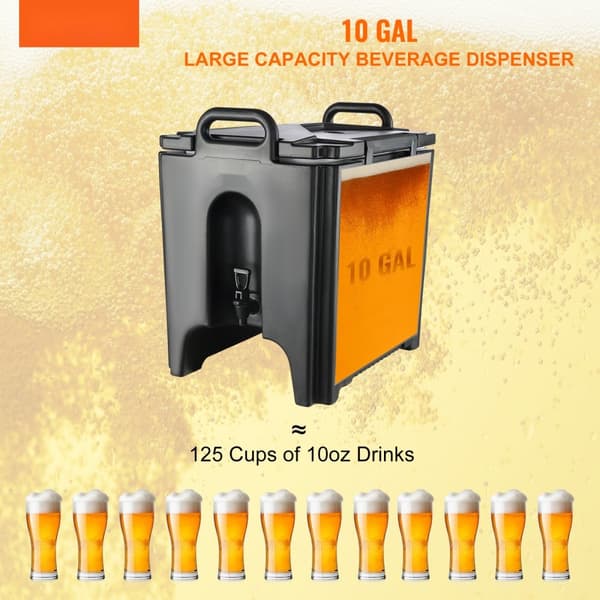 Isoleret drikkevaredispenser, 10 gallon, fødevaregodkendt LL9450UP til kolde og varme drikke. Termisk køler med to-trins hanehåndtag.