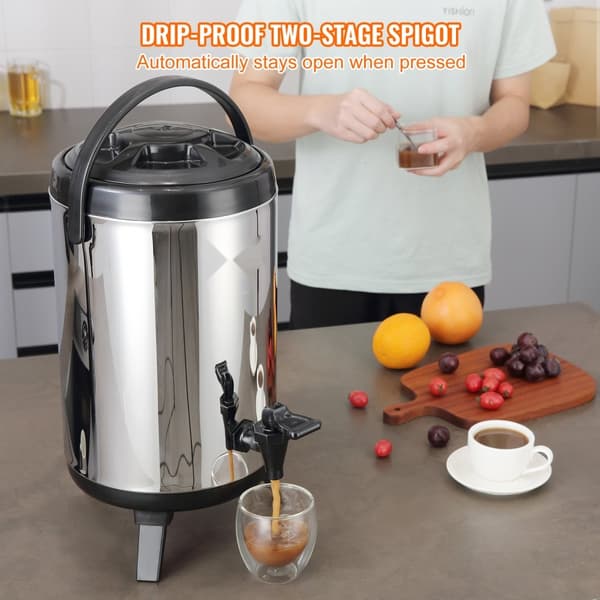 Rostfritt stål isolerad dryckesautomat, 2 gallon (7,6 liter), för varm och kall dryck, livsmedelsklassad för te, kaffe, vatten.