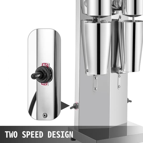 Milkshake Maker Kit, Elektrisk rustfrit stål milkshake maskine, 180W med dobbelt hoved og 800 ml kop, sølvfarvet, justerbar hastighed.