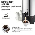 Miniatyrbillede 3 af 9: Kommerciel kaffeurne til 50 kopper – rustfrit stål, hurtig brygning og effektiv kaffedispenser. Ideel til arrangementer!