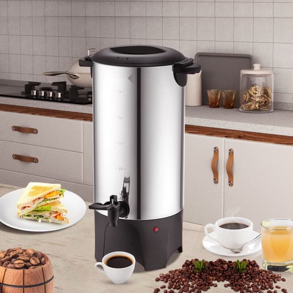 Kommerciel kaffeurne til 50 kopper – rustfrit stål, hurtig brygning og effektiv kaffedispenser. Ideel til arrangementer!