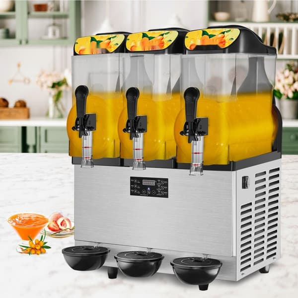 Kaupallinen slushikone, 3 x 12L, 72 kuppia, 220V, 1300W, ruostumatonta terästä - täydellinen baarille tai kotiin!
