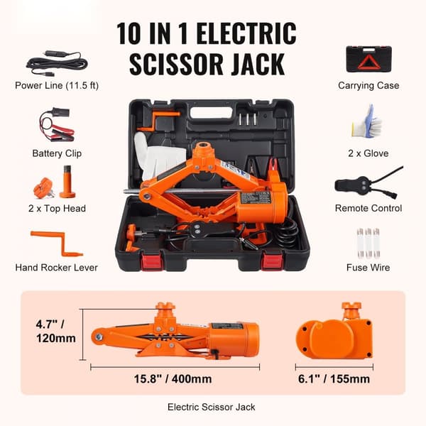 Elbil gulv jack på 3 tons - elektrisk saksejakke til bilreparationer og vedligeholdelse.