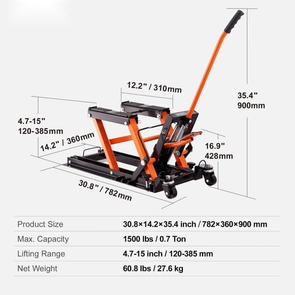 Moottoripyörän hydraulipumpputuki 1500 LBS ATV:lle - kestävä maastopyöräteline.