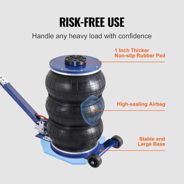Air Jack, 5 Ton/11000 lbs Triple Bag, lyfter upp till 18,5 tum/470 mm, snabb pneumatisk domkraft för bil och garage.