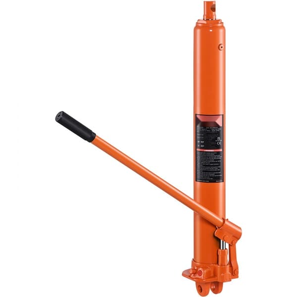 Hydraulisk Long Ram Jack, 8 tons motorhejser med enkelt stempel, gaffelbase og hydrauliske garagekraner til effektiv motorløft.