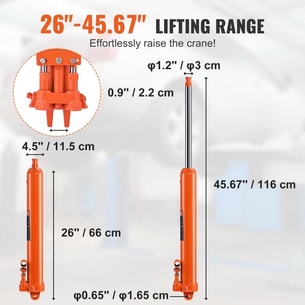 Hydraulisk lang rammejek, 8 tons motorløfter med dobbelt stempelpumpe og gaffelbase. Ideel til garager og værksteder.