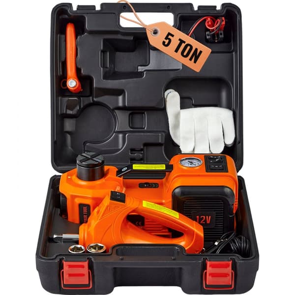 Sähköhydraulinen 5 tonnin auton lattiatuki 12 V, varustettu täyttöpumpulla ja iskuavaimella.