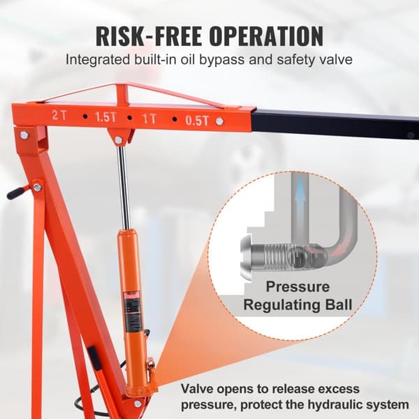 Hydraulisk lang rammejack på 8 tons, med luftpumpe og stempelpumpe til motorløft. Ideel til garage- og butikskraner.
