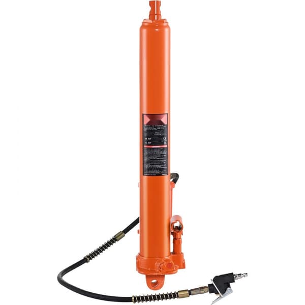 Hydraulisk lang rammejack på 8 tons, med luftpumpe og stempelpumpe til motorløft. Ideel til garage- og butikskraner.
