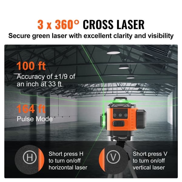 Laser-niveau 100ft med grøn krydslinje. Selvnivellerende, høj præcision måling til præcise opgaver.
