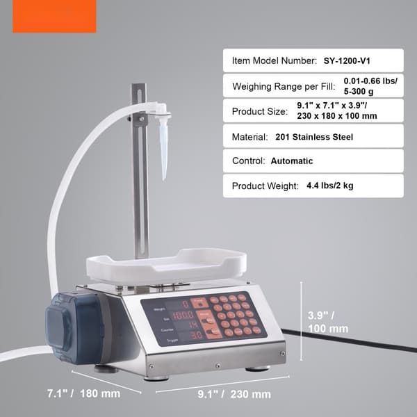 Vätskepåfyllningsmaskin, 5-300 g kapacitet, automatisk flaskpåfyllning, peristaltisk pump, digital kontroll för drycker.