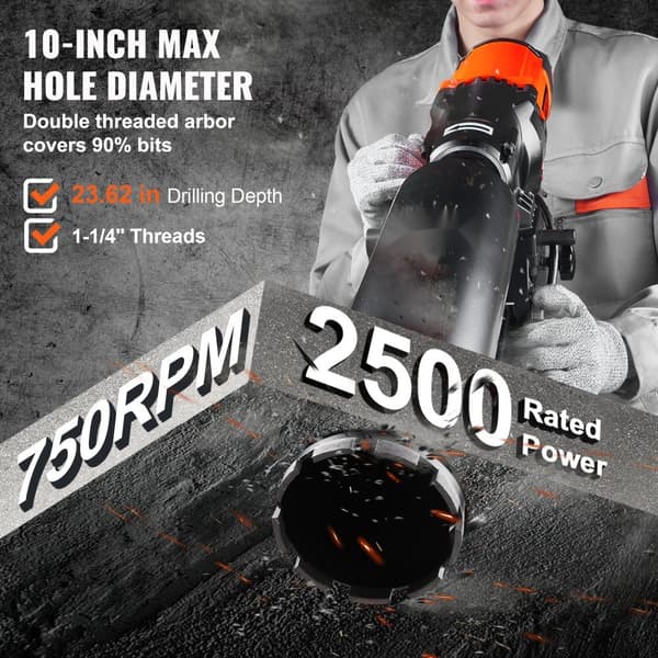 Timanttiporakone, 3200W, 750RPM - tehokas betoniydinporakone pyörillä.