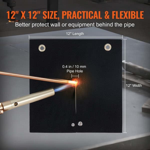 Svejsetæppe 12" x 12" i kulfiber, varmebestandig op til 1800°F, perfekt som flammebeskytter til propan- og loddearbejde.