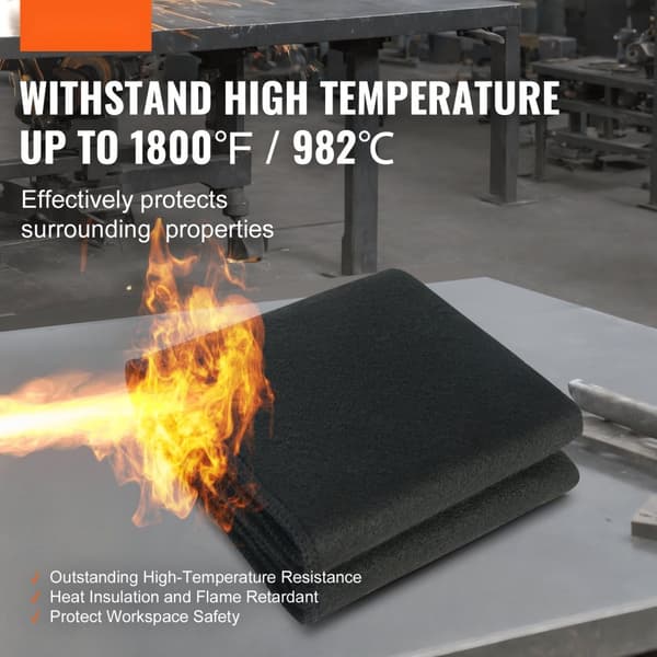 kolfiltsvetsfilt, 27" x 12", flamskyddande, upp till 1800°F, värmebeständig, kolfiberisolering, 1 förpackning