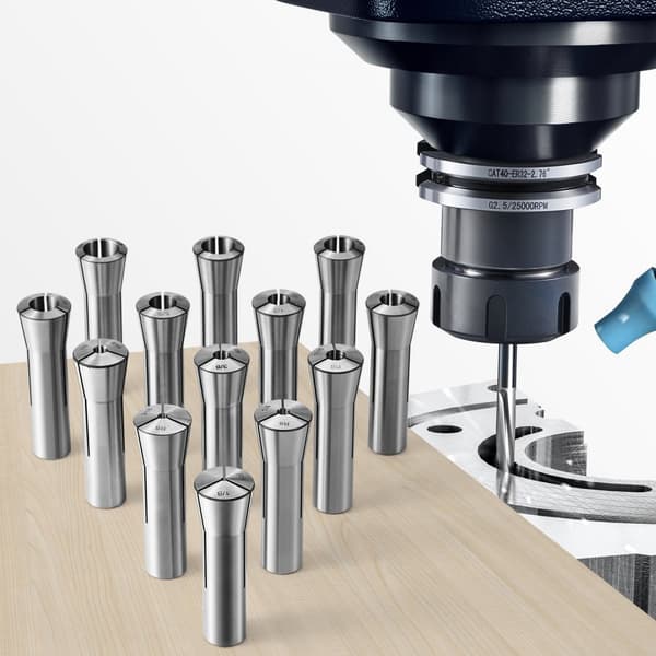 13 st Precision R8 Spännhylsa Set, 1/8'' - 7/8'', 45# Legerad Stål Spännhylsa Chuck 0,0012"/30μm TIR med 13 lådor för Fräsmaskiner.