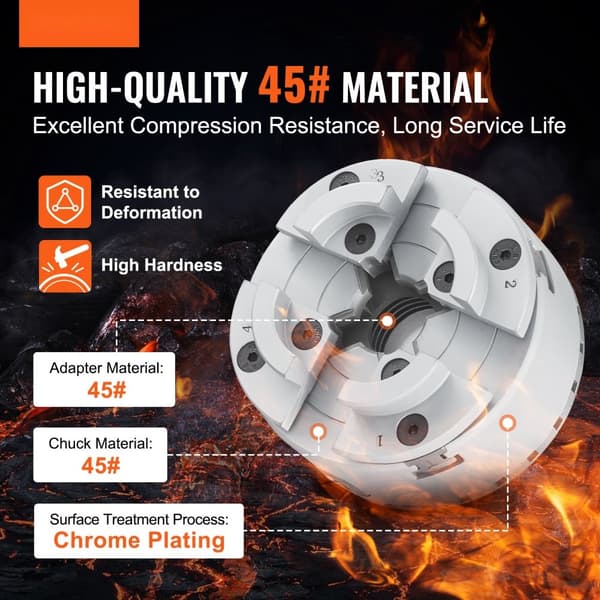 KP2-3/4 svarvchuck, 4-käft, 2,75" diameter, metallsvarvchuck, självcentrerande verktyg för precisionsbearbetning.