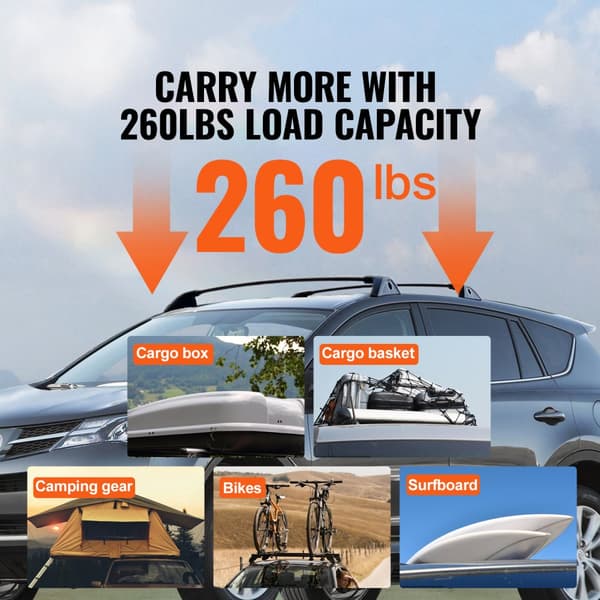 Tværstænger til tagbøjler til Toyota RAV4 (2019-2023), 117 kg kapacitet, anti-rust aluminium, med låse. Perfekt til bagage!
