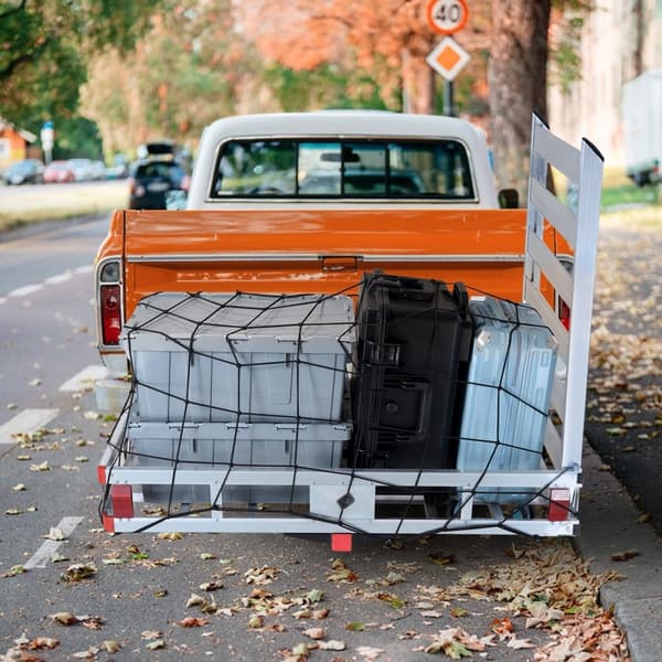 50 x 29,5 x 8,7 tommer trækvogn med 500 lbs kapacitet; aluminium bagagebærer med folderampe. Passer til 2" kobling til SUV og campingvogne.