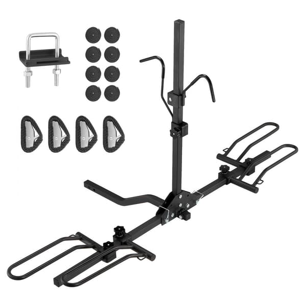 Hitch-monteret cykelstativ til 2 cykler, 80 lbs kapacitet, passer til 1,25/2" modtagere, vipbar og foldbar med op til 2,4" dæk.