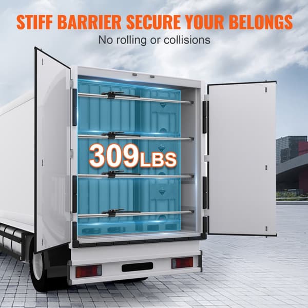 Cargo Bar, justerbar fra 89" til 104", robust stål stabilisator med en kapacitet på 309 lbs, perfekt til pickup og trailer (4 stk).