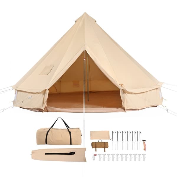 Canvas Bell Telt, 4 Sæsoner, 4 m Yurt til camping. Åndbart telt med plads til 6 personer – ideelt til familiecamping og jagt.