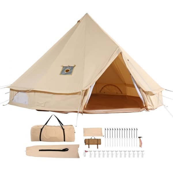 Canvas Bell Telt, 6 m/19,68 ft Yurt telt til camping, åndbart med plads til 10 personer - perfekt til familie- og jagtudflugter.