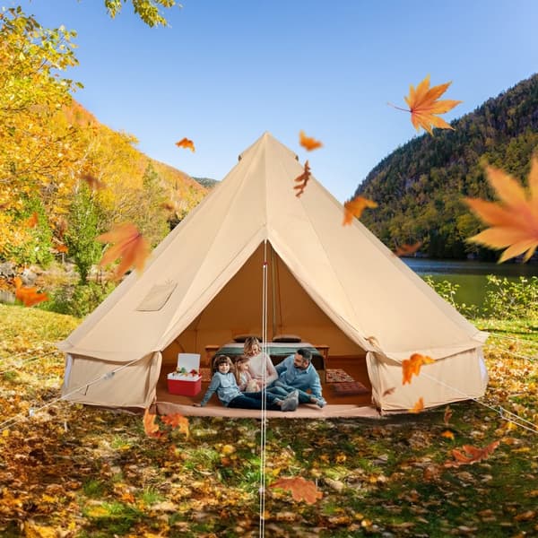 Canvas Bell-tält, 4 säsonger, 3 m, Jurt-tält för camping med spisjack, rymmer upp till 4 personer, familjecamping.