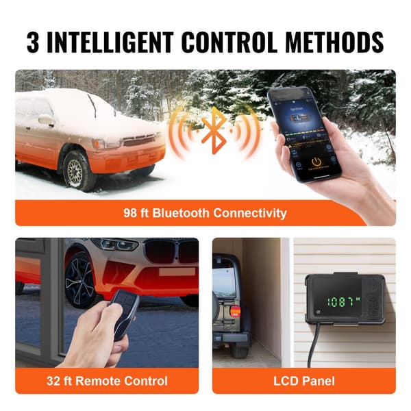 Diesel luftvarmer 12V 5KW med Bluetooth app og LCD-display til bil, bus og RV - Indendørs varmeløsning.