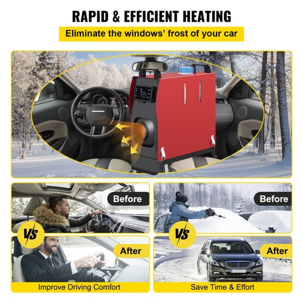 5KW Diesel Luftvarmer, 12V Parkeringsvarmer med Lyddæmper & LCD Fjernbetjening - Alt i Én løsning til komfortabel opvarmning.