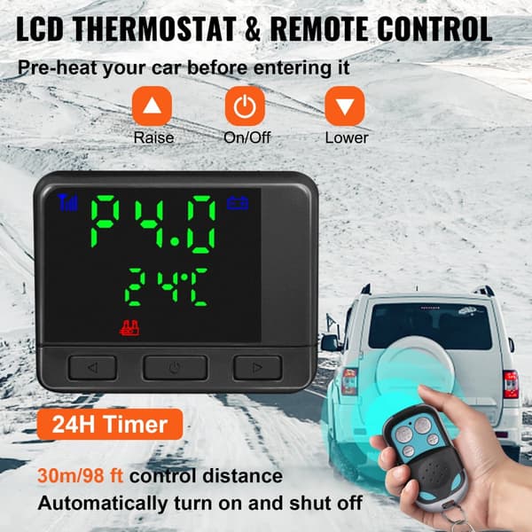 8KW dieselilmalämmitin, 12V, musta LCD-näyttö, kaukosäädin, nopea lämmitys matkailuautoille ja veneille.