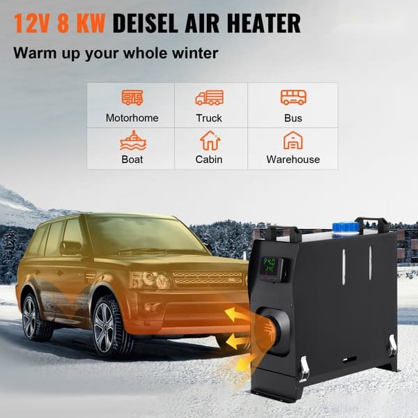 8KW Diesel-ilmanlämmitin, 12V kuorma-autoon, musta LCD-kytkin, nopeasti lämpenevä, täydellinen matkailuautoon tai veneeseen.
