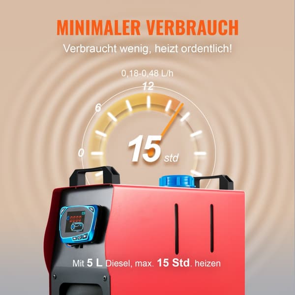 Opgraderet 8KW Diesel Luftvarmer til biler, både og campingvogne. 12V med Blå LCD-display og fjernbetjening. Energisparende pumpe.