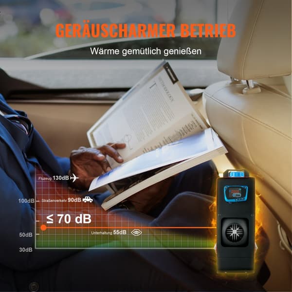 Opgraderet 8KW Diesel Luftvarmer til biler, både og campingvogne. 12V med Blå LCD-display og fjernbetjening. Energisparende pumpe.
