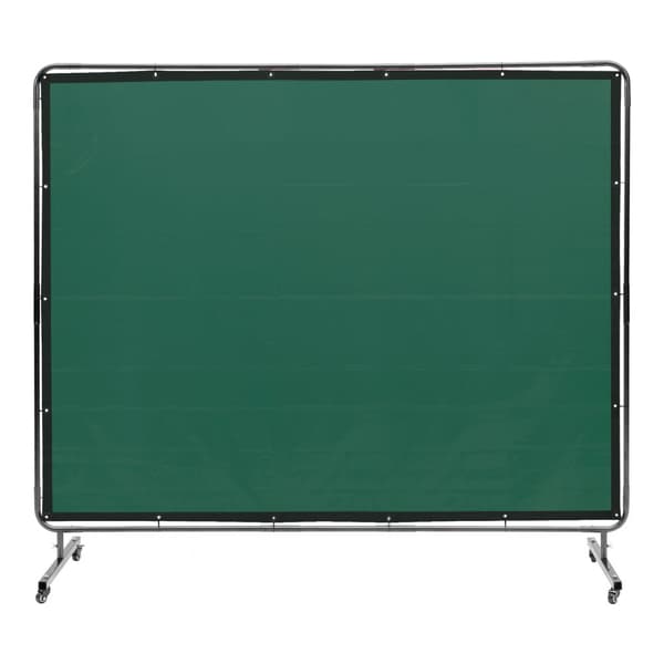 Svejseskærm med ramme, 6' x 8', flammebestandigt vinyl, bevægelig med 4 hjul (2 låsbare), ideel til værksted og industri, grøn.