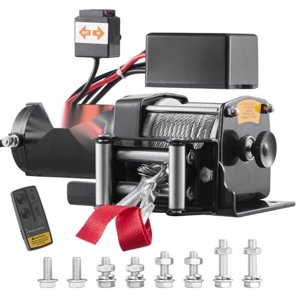 Elektrisk spil 12V, 3000 lb kapacitet, IP55, 3/16" x 39 fod. ATV UTV med trådløs fjernbetjening & 4-vejs fairlead - perfekt til bugsering!