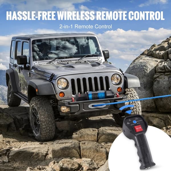 Elektrisk 12V spil, 8000 lb kapacitet med nylonkabel. IP67, 85ft længde og trådløs fjernbetjening til ATV, Jeep og båd.
