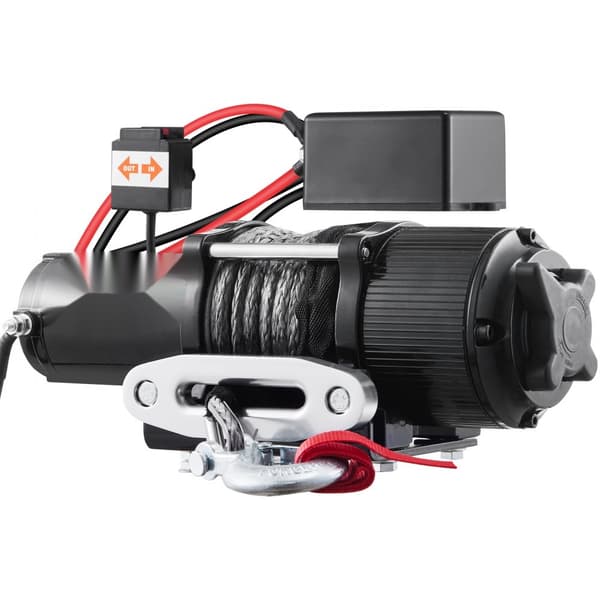 Elektrisk vinsch 12V, 4500 lb, Nylonrep, IP55, 1/4” x 39ft, ATV/UTV med trådlös fjärrkontroll för Jeep/SUV/trailer.