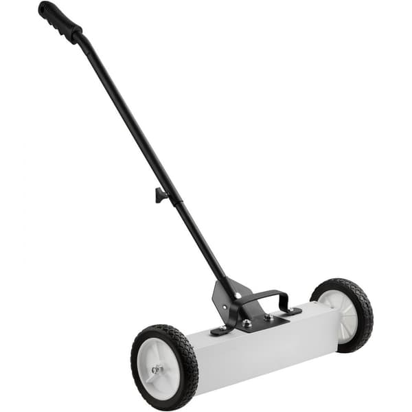 45 lbs:n pyörillä varustettu magneettinen lakaisukone, 18" teleskooppikahvalla, helppo puhdistus autotallissa.