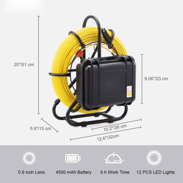 Kloakkamera med 9-tommer 720p skærm, perfekt til rørinspektion op til 393 fod. Ideel til præcis inspektion!