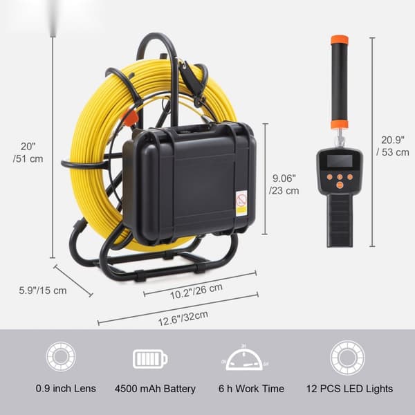 Kloakkamera med 512Hz sonde, 9" 720p skærm og 165 fod rækkevidde til rørinspektion. Effektiv overvågning af kloakker.
